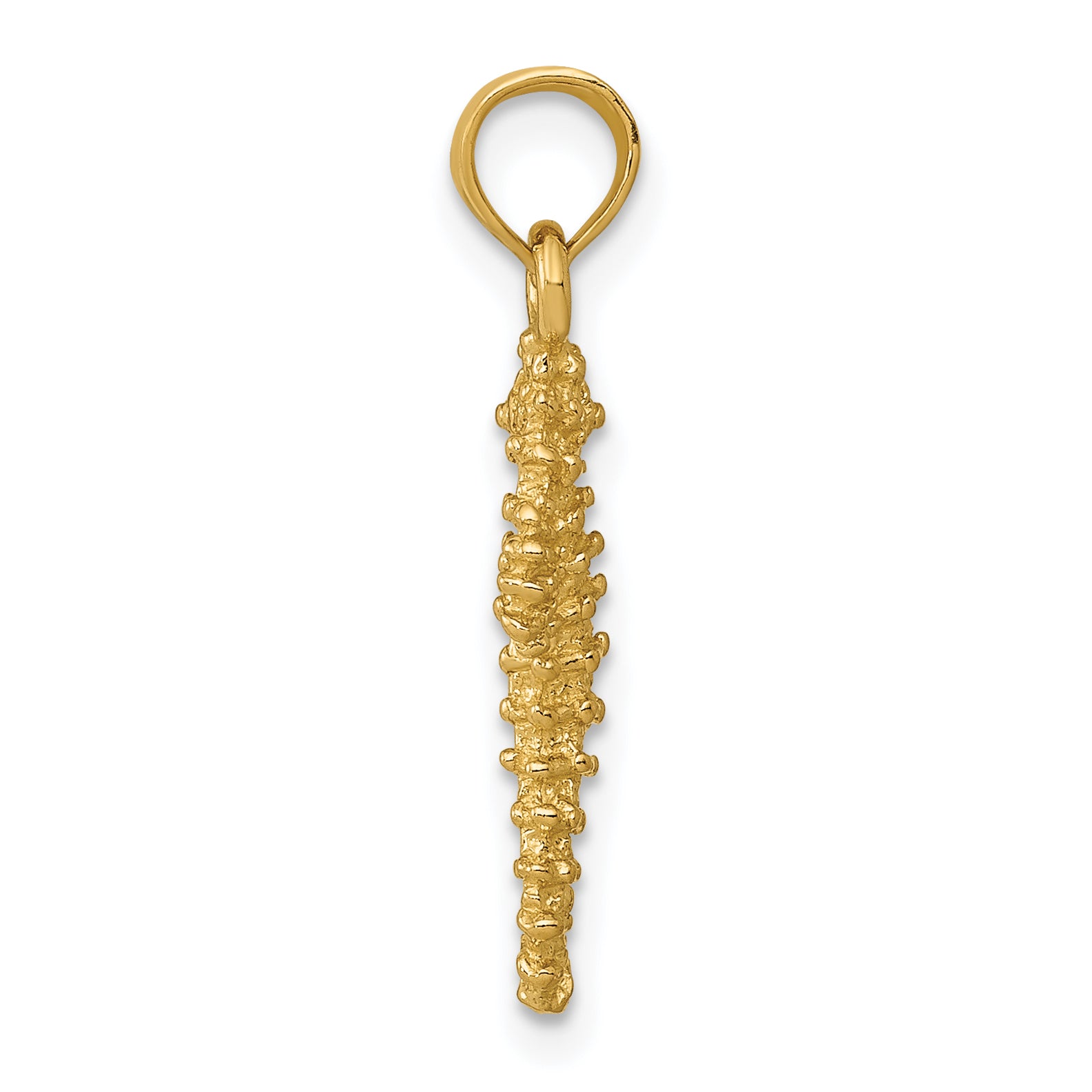 14K Gold Seahorse Pendant for Men with Polished 3D Design