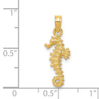 14K Gold Seahorse Pendant for Men with Polished 3D Design