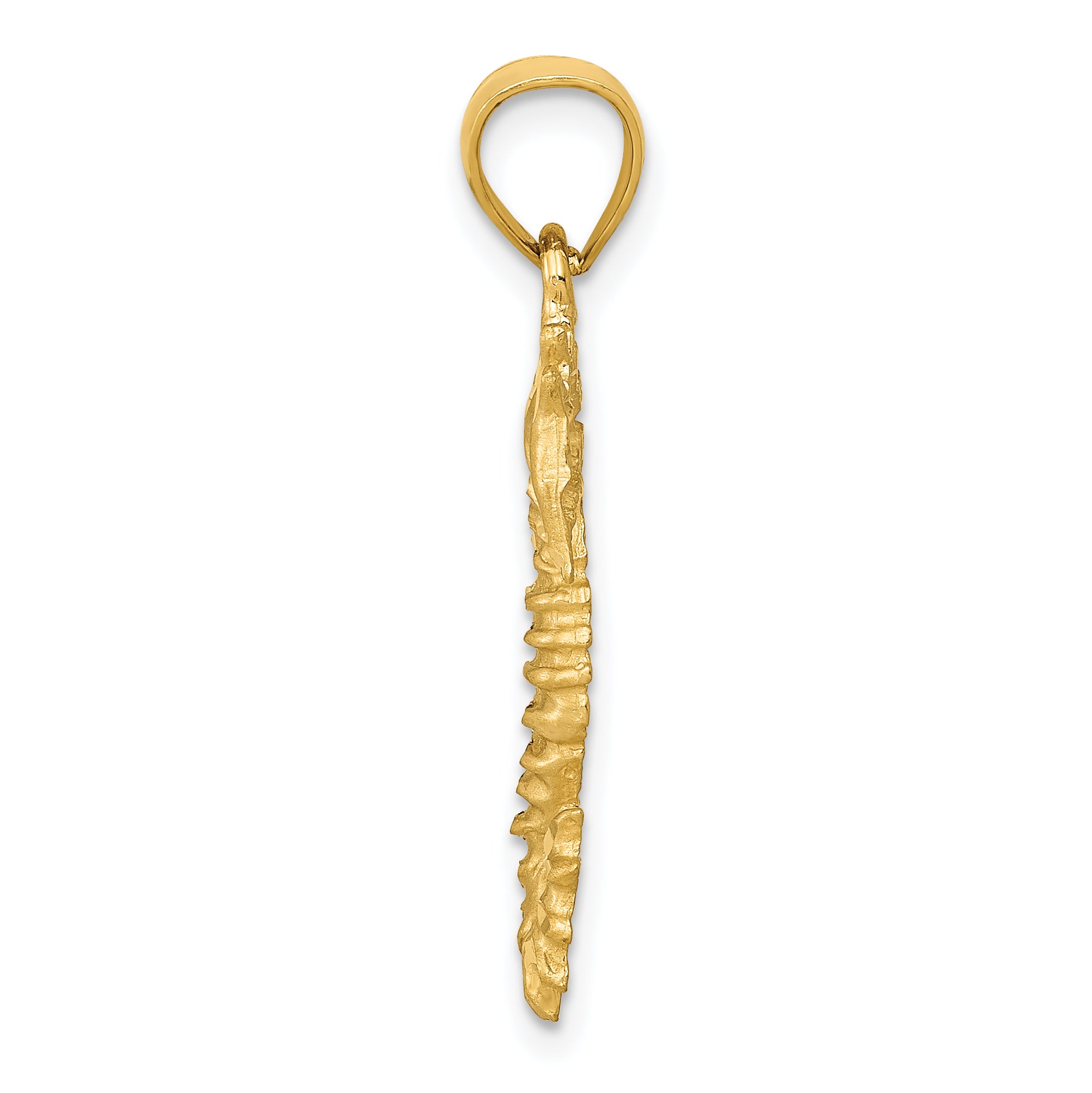 14K Gold Seahorse Pendant with Polished Diamond-Cut Finish for Men Secondary image