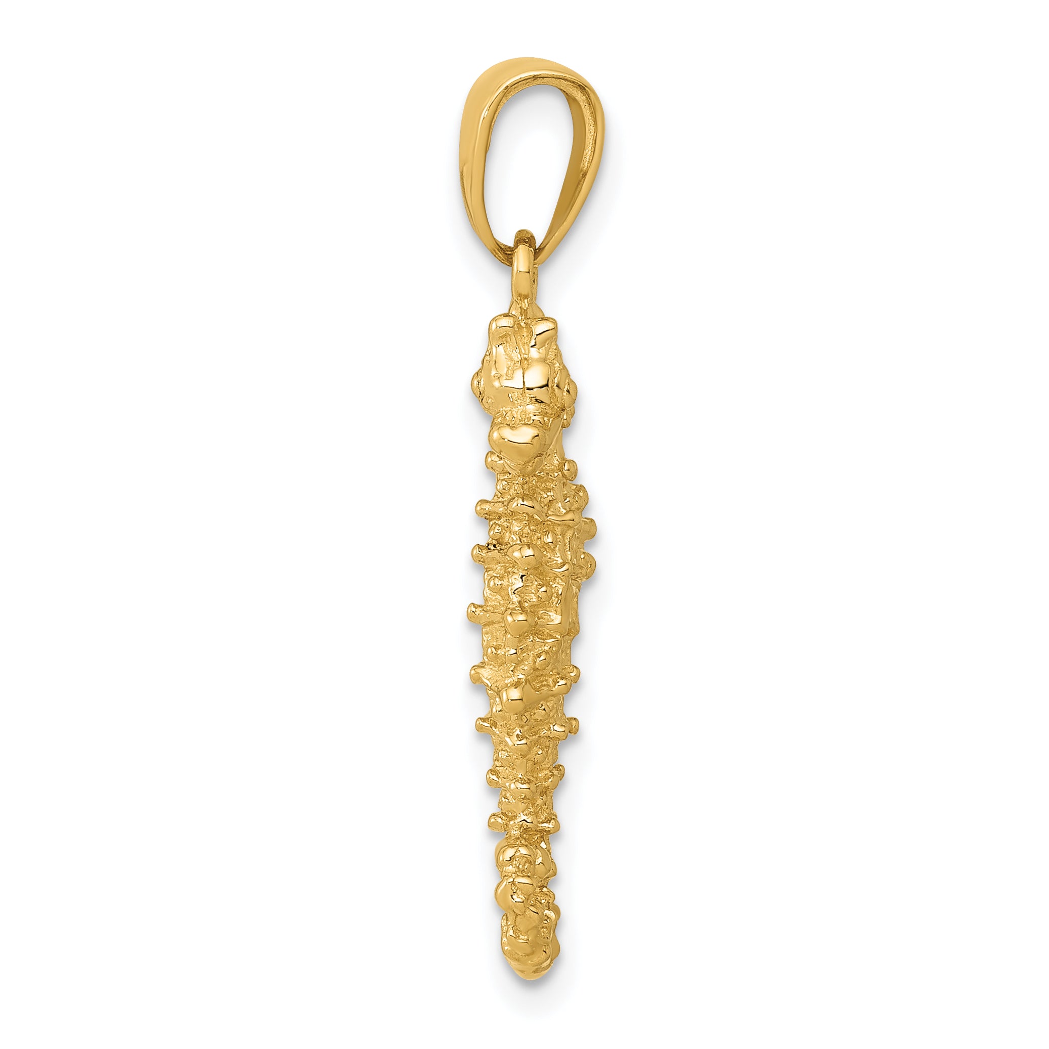 14K Gold 3D Seahorse Pendant with Polished Textured Finish  Sophia Jewelers Secondary image