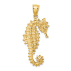 14k Gold 3D Seahorse Pendant for Men with Polished Finish