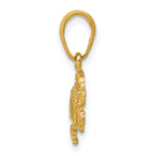 14K Gold Crab Pendant with Polished Finish and Solid Design