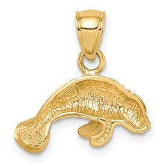 14K Gold Manatee Pendant Solid Casted Design, Elegant & Gift Ready