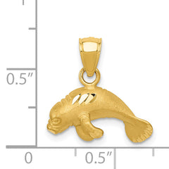 14K Gold Manatee Pendant Solid Casted Design, Elegant & Gift Ready