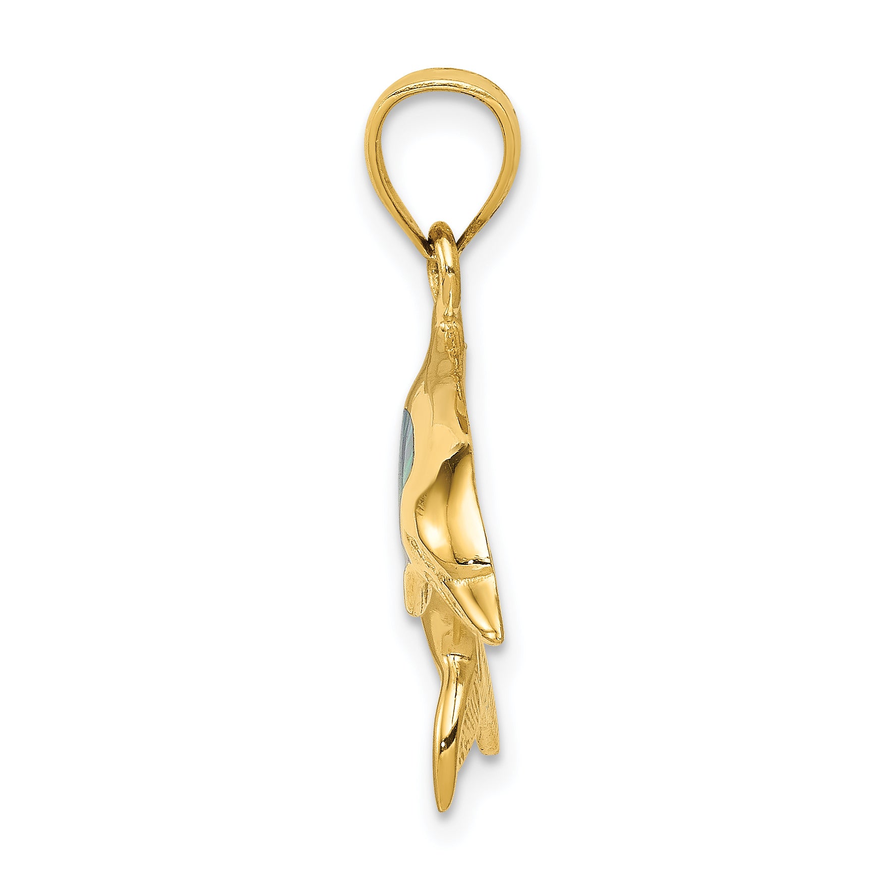 14K Gold Lab Created Opal Dolphin Pendant with Elegant Phenomena Sparkle Secondary image