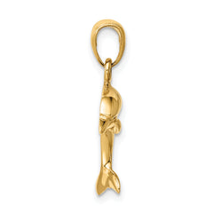 14K Gold Men's Jumping Dolphin Pendant  Solid & Casted, 24mm