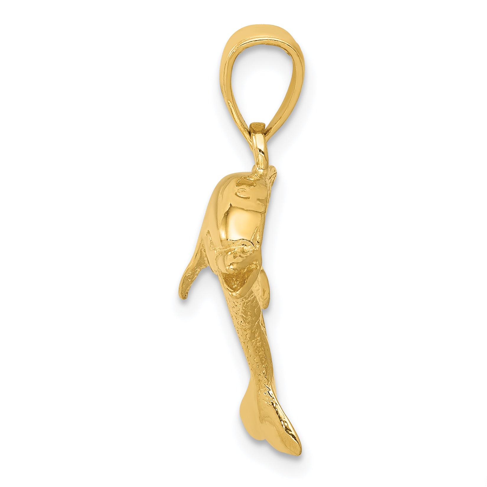 14K Gold Men's Jumping Dolphin Pendant  Solid, Casted Craftsmanship