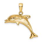 14K Gold Men's Jumping Dolphin Pendant  Solid, Casted Craftsmanship