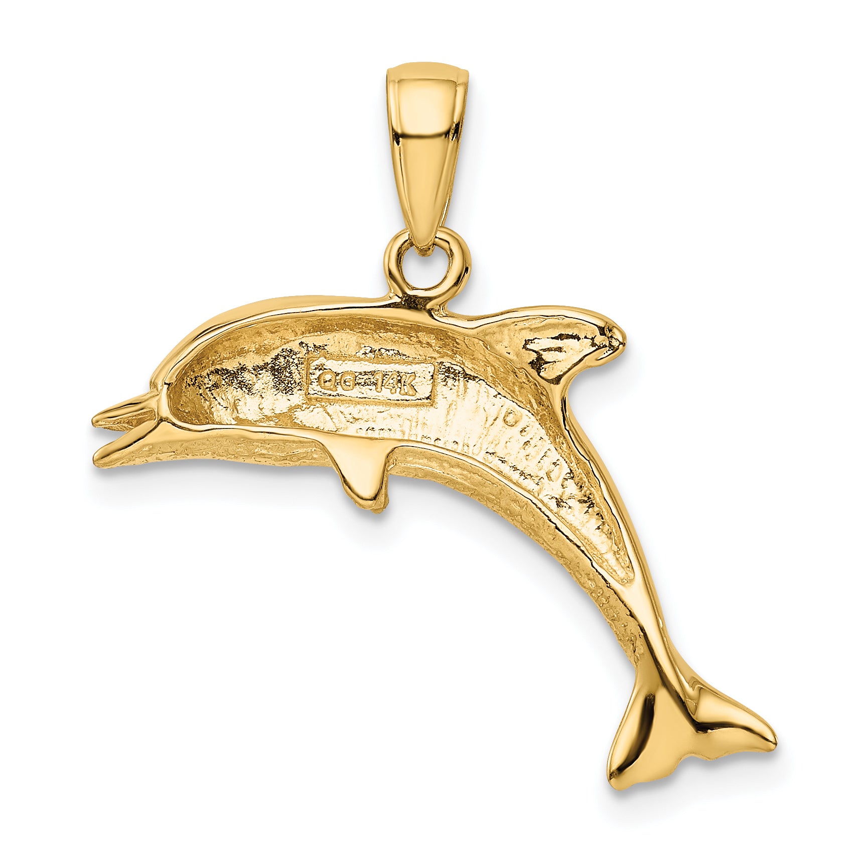 14K Gold Men's Jumping Dolphin Pendant  Solid, Casted Craftsmanship