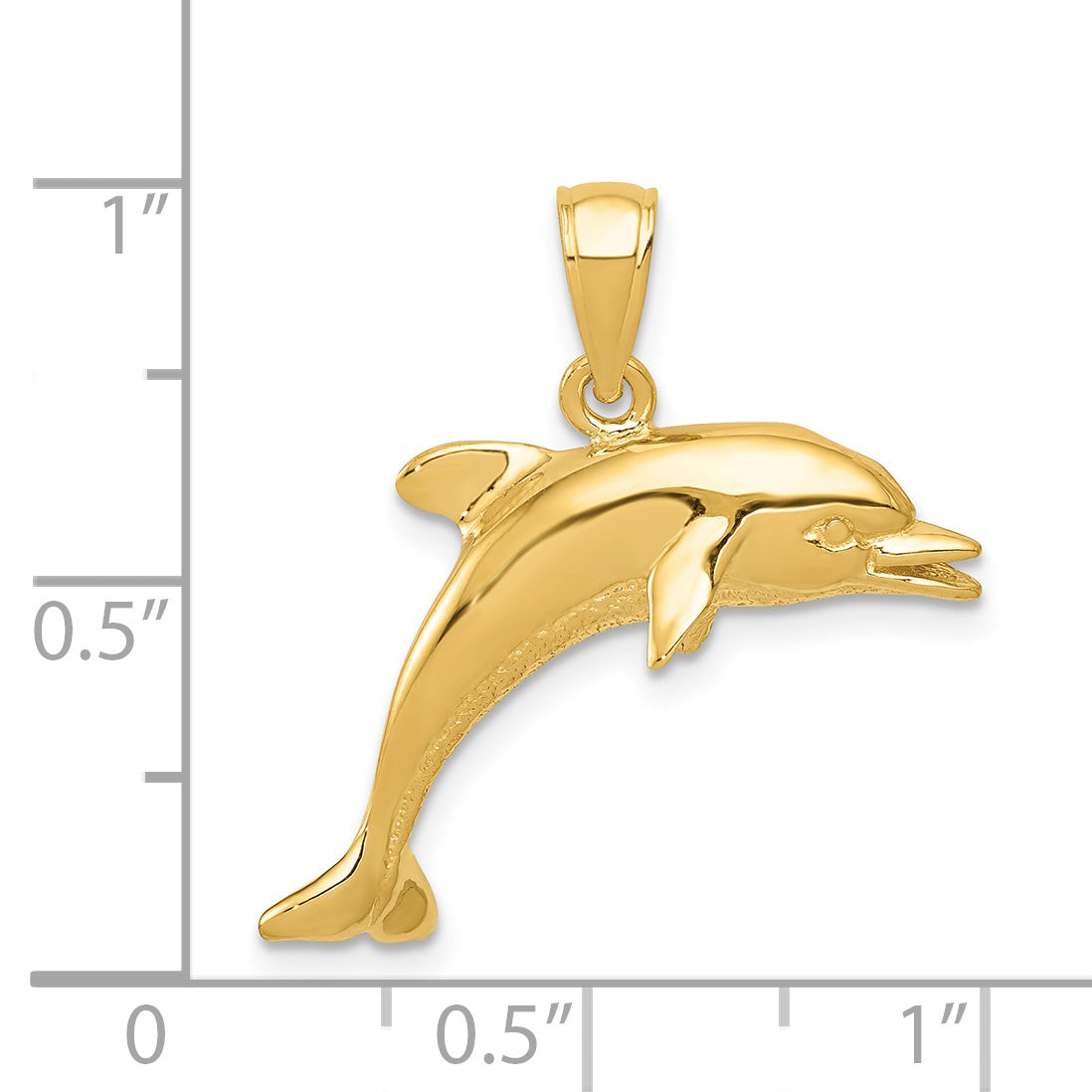 14K Gold Men's Jumping Dolphin Pendant  Solid, Casted Craftsmanship