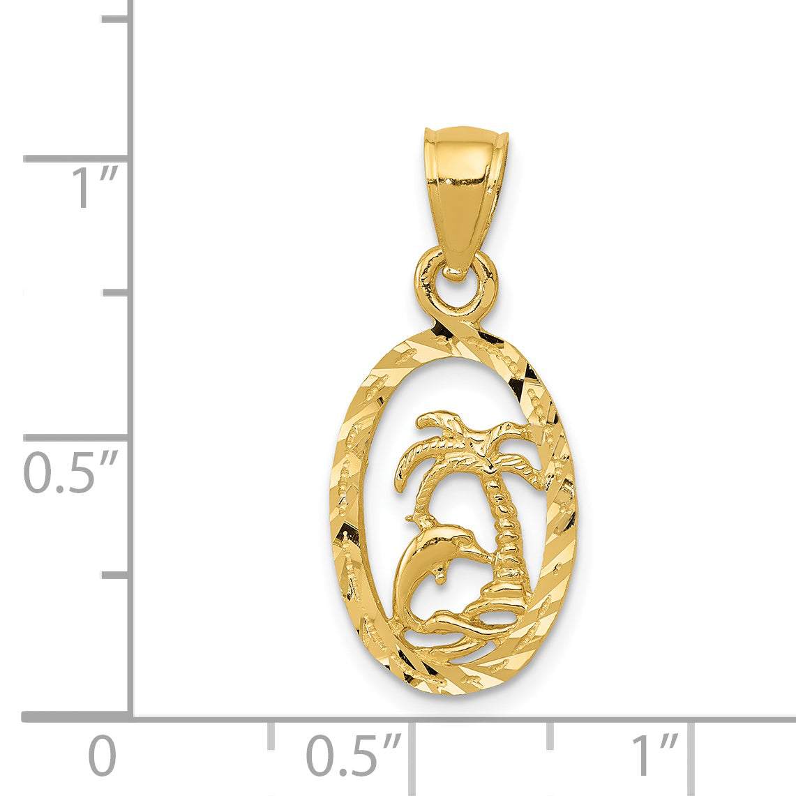 14K Dolphin and Palm Tree Pendant