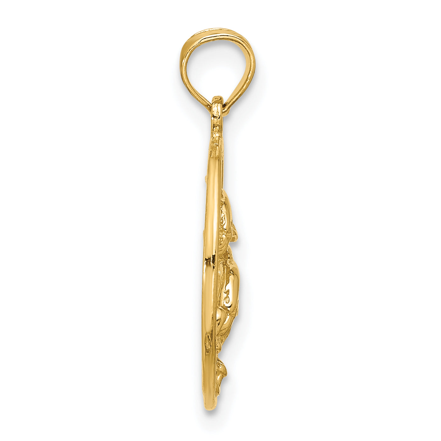 14K Gold Double Dolphin Circle Pendant with Solid Cast Design Secondary image