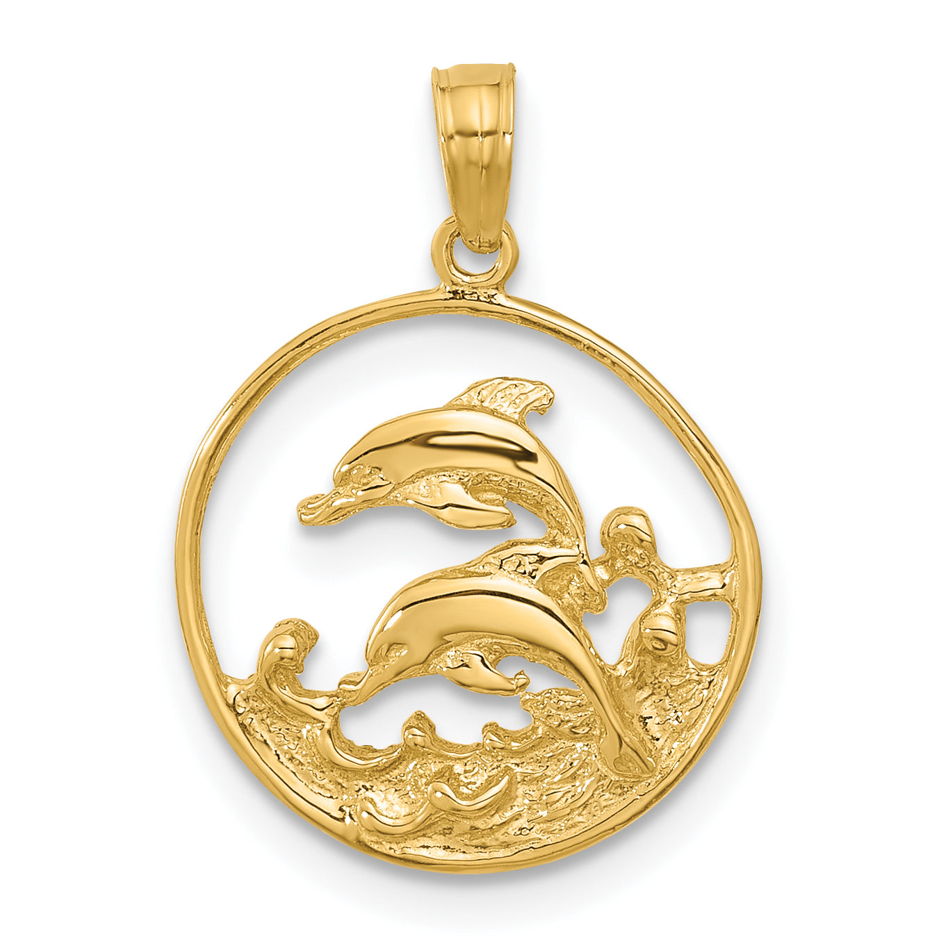 14k Double Dolphin Circle Pendant Main image