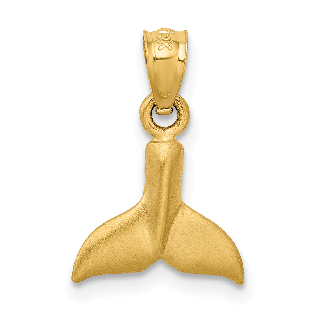 14K Solid Gold 3D Whale Tail Pendant for Men  Elegant Cast Design