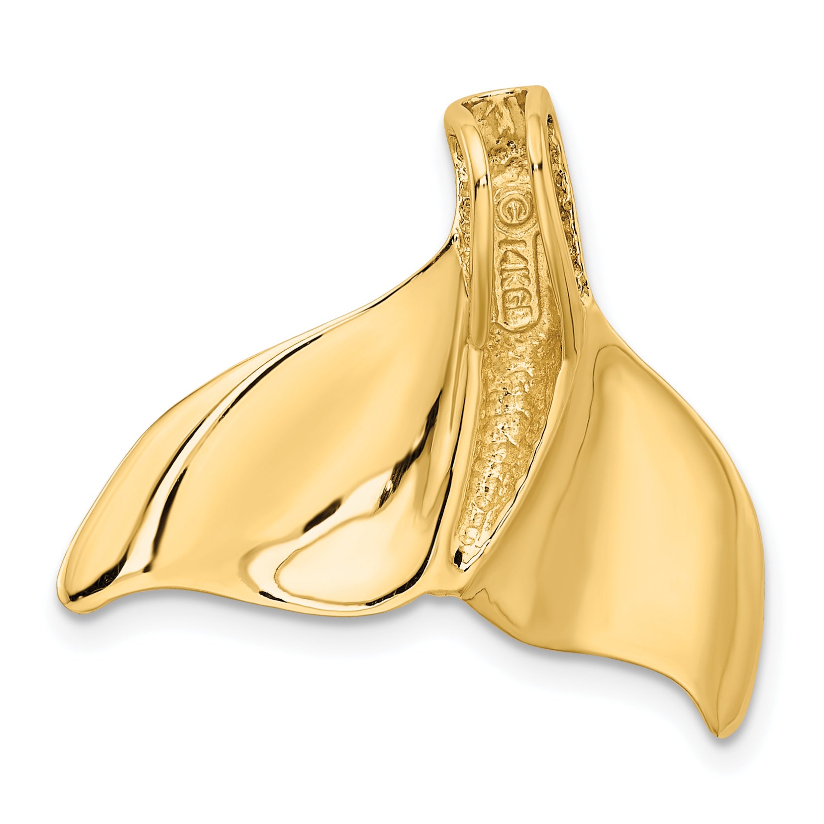 14K Gold Whale Tail Chain Slide for Men  Solid Casted Design