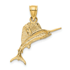 14K Gold Sailfish Pendant for Men  Solid Casted Design