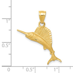 14K Gold Sailfish Pendant for Men  Solid Casted Design