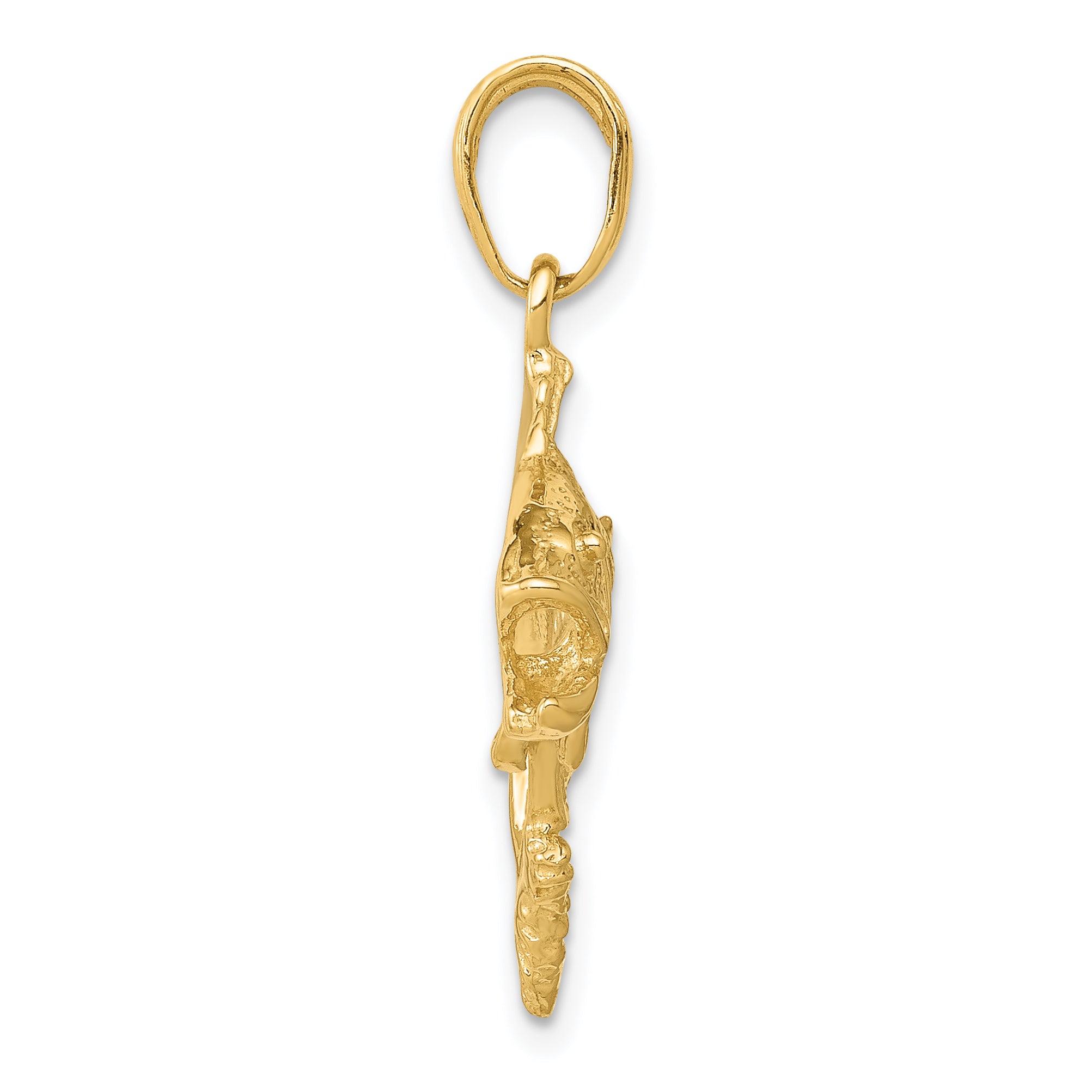 14K Gold Jumping Bass Fish Pendant for Men  Solid, Casted Design