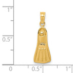 14K Gold 3D Scuba Flipper Pendant for Men  Solid, Casted, Themed Charm