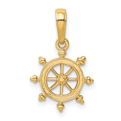 14K Gold Ship Wheel Pendant for Men Solid Casted Elegant Design