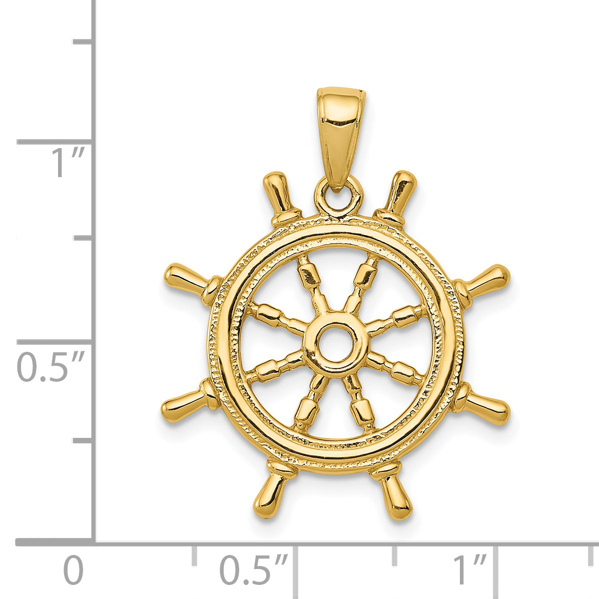 14K Gold 3D Ship's Wheel Pendant for Men Solid & Casted