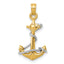 14K Two-Tone 3D Anchor W/Rope Pendant