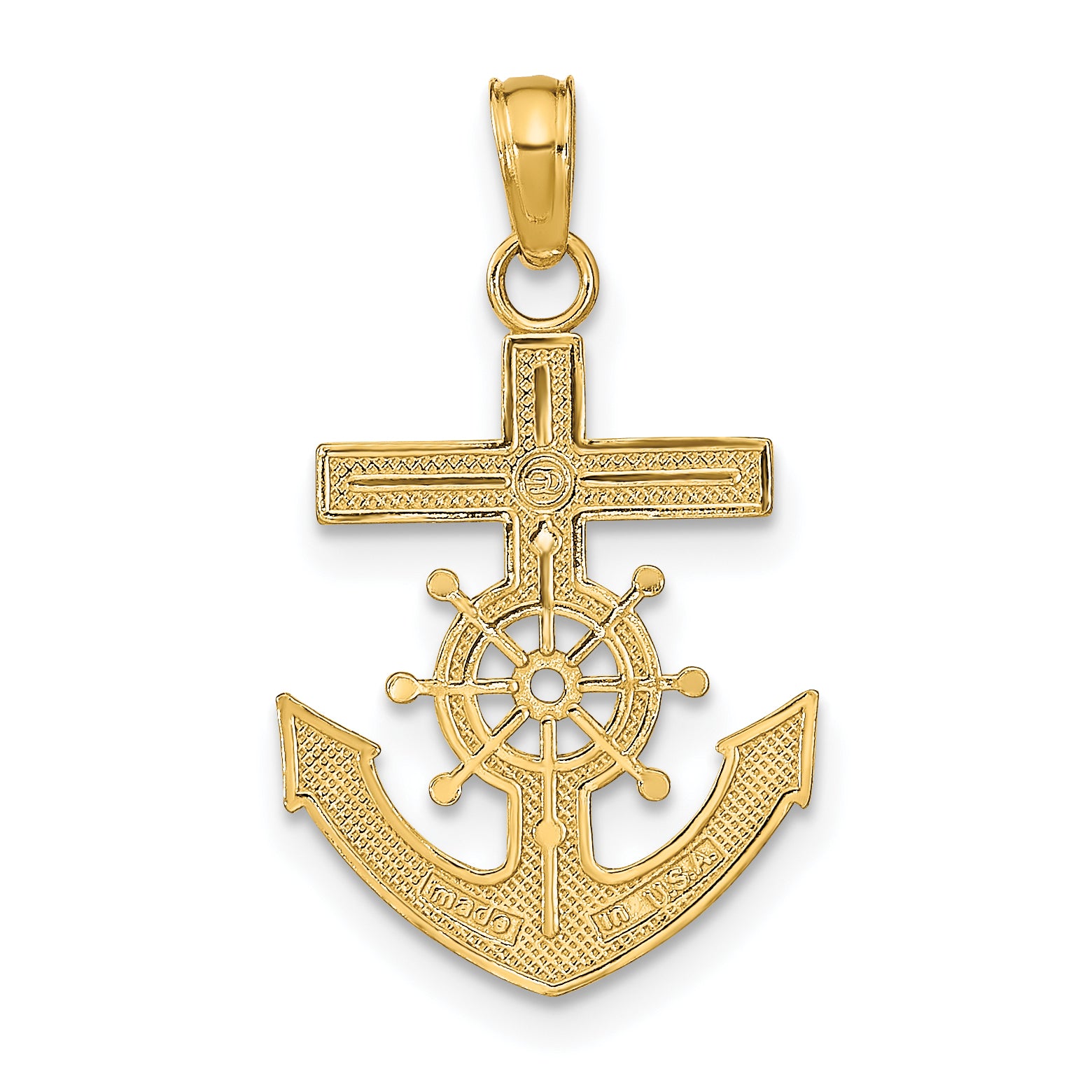 14K Gold Men's Mariner's Cross Pendant Solid, Cast, Bold Design