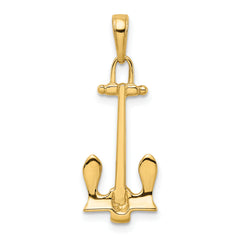 14K  3D Navy Anchor Pendant