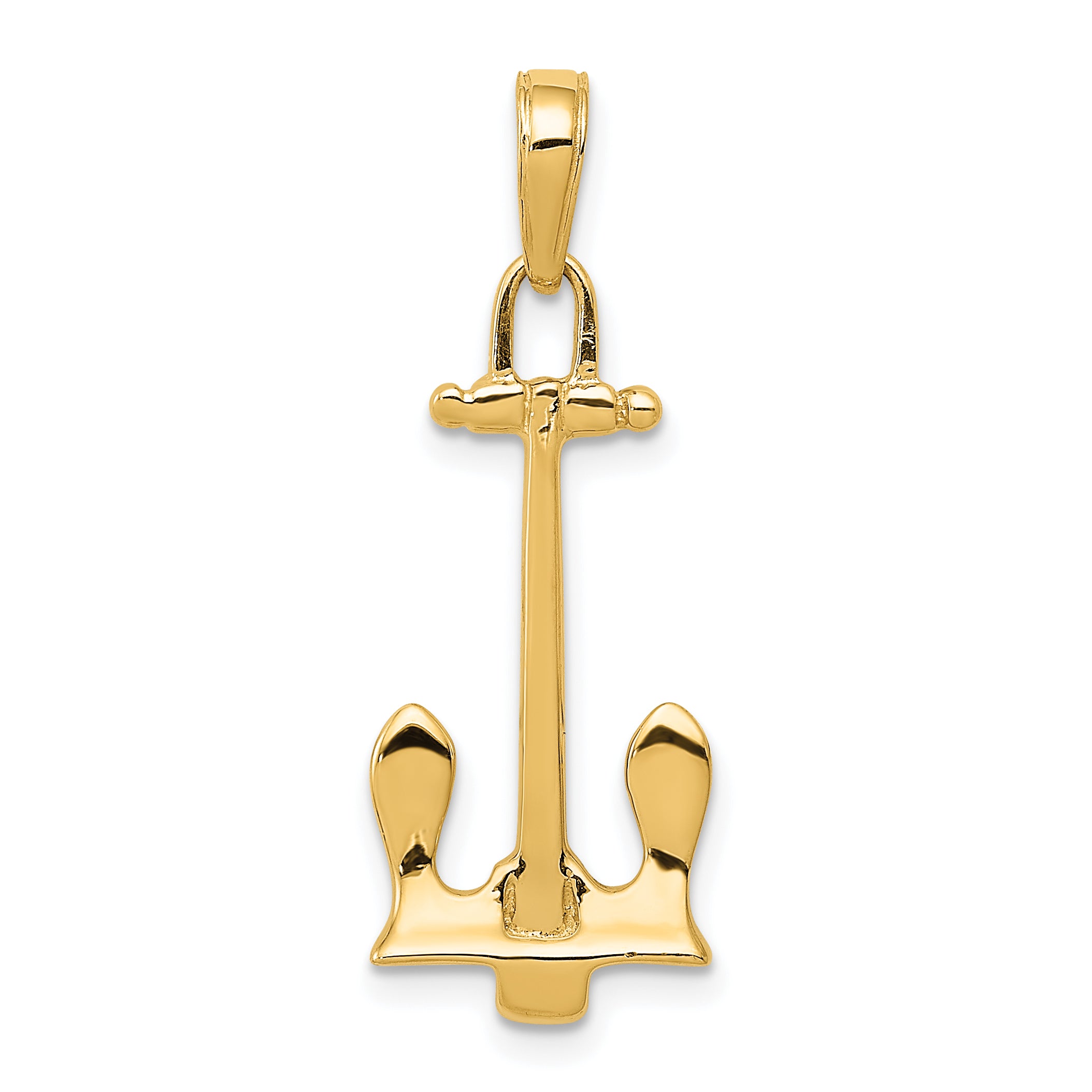 14K  3D Navy Anchor Pendant