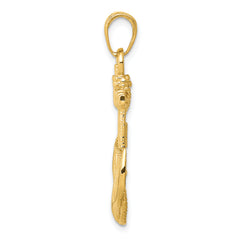 14K Gold Men's Anchor with Rope Pendant  Solid Casted Design