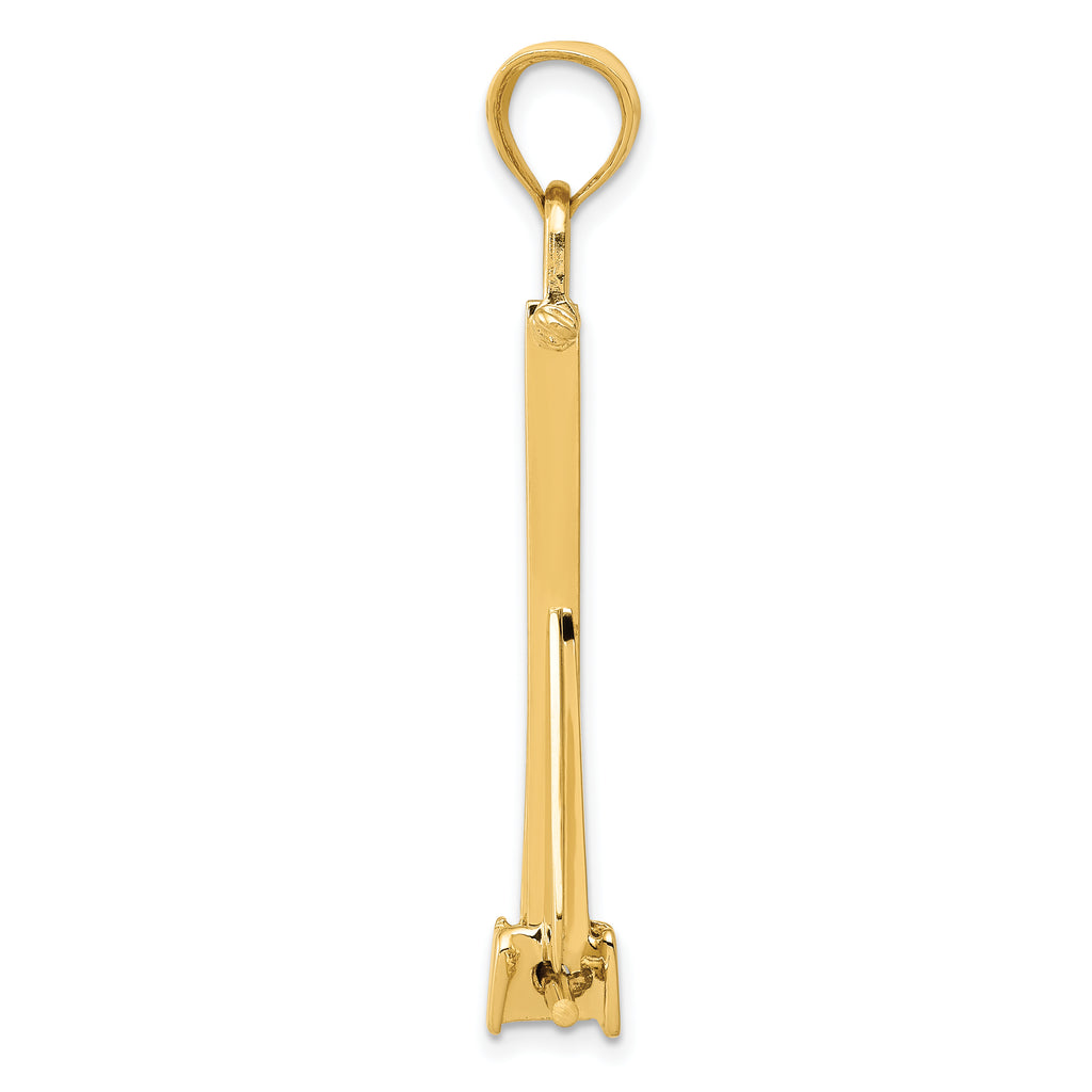 14K Gold 3D Moveable Anchor Pendant  Solid Casted Nautical Charm