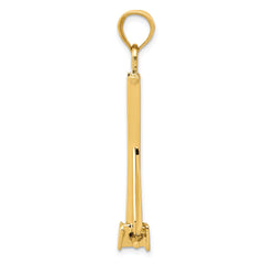 14K Gold 3D Moveable Anchor Pendant  Solid Casted Nautical Charm