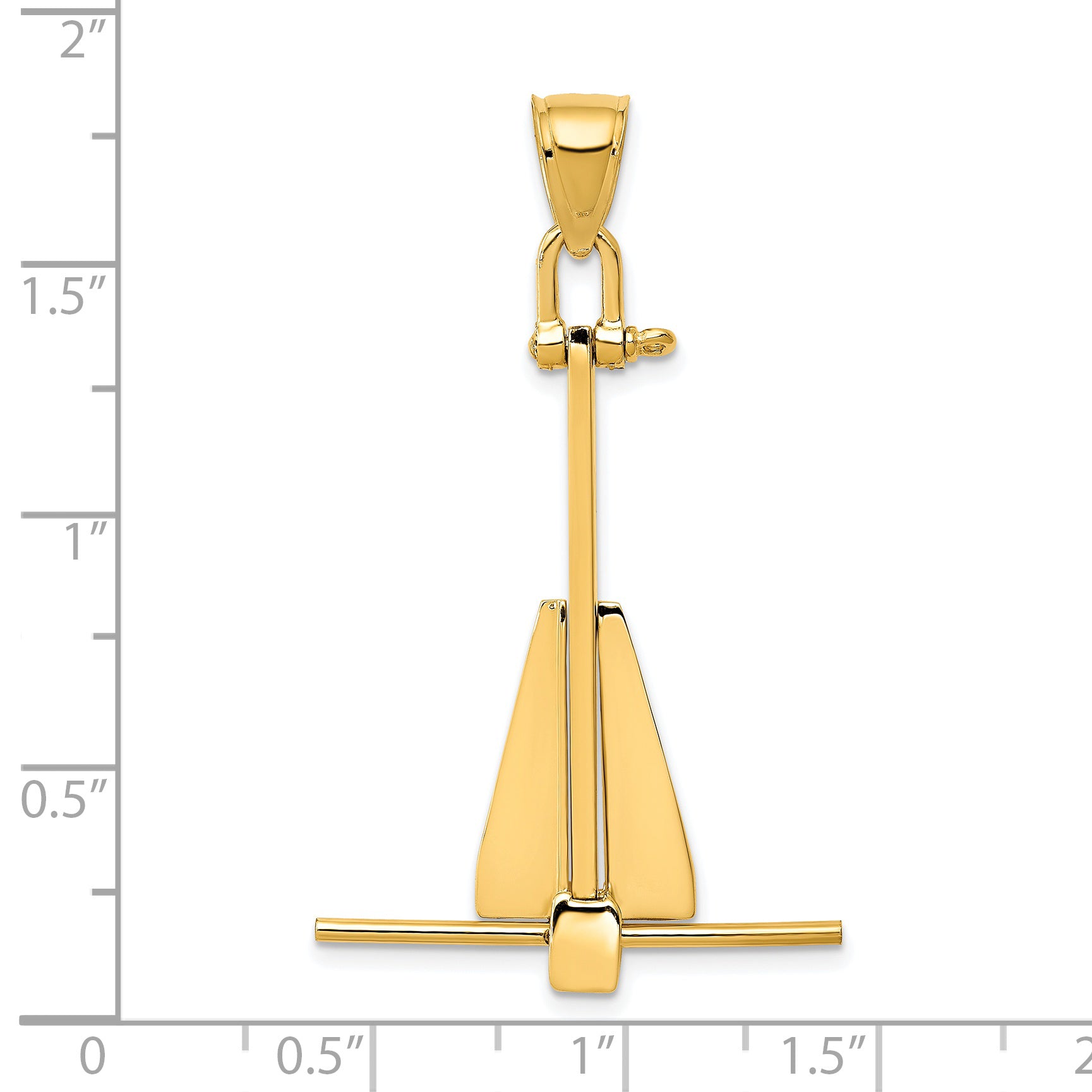 14K Gold 3D Moveable Anchor Pendant  Solid Casted Nautical Charm