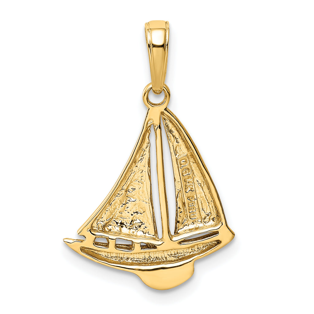 14K Gold Sailboat Pendant for Men  Solid Crafted, Nautical Charm