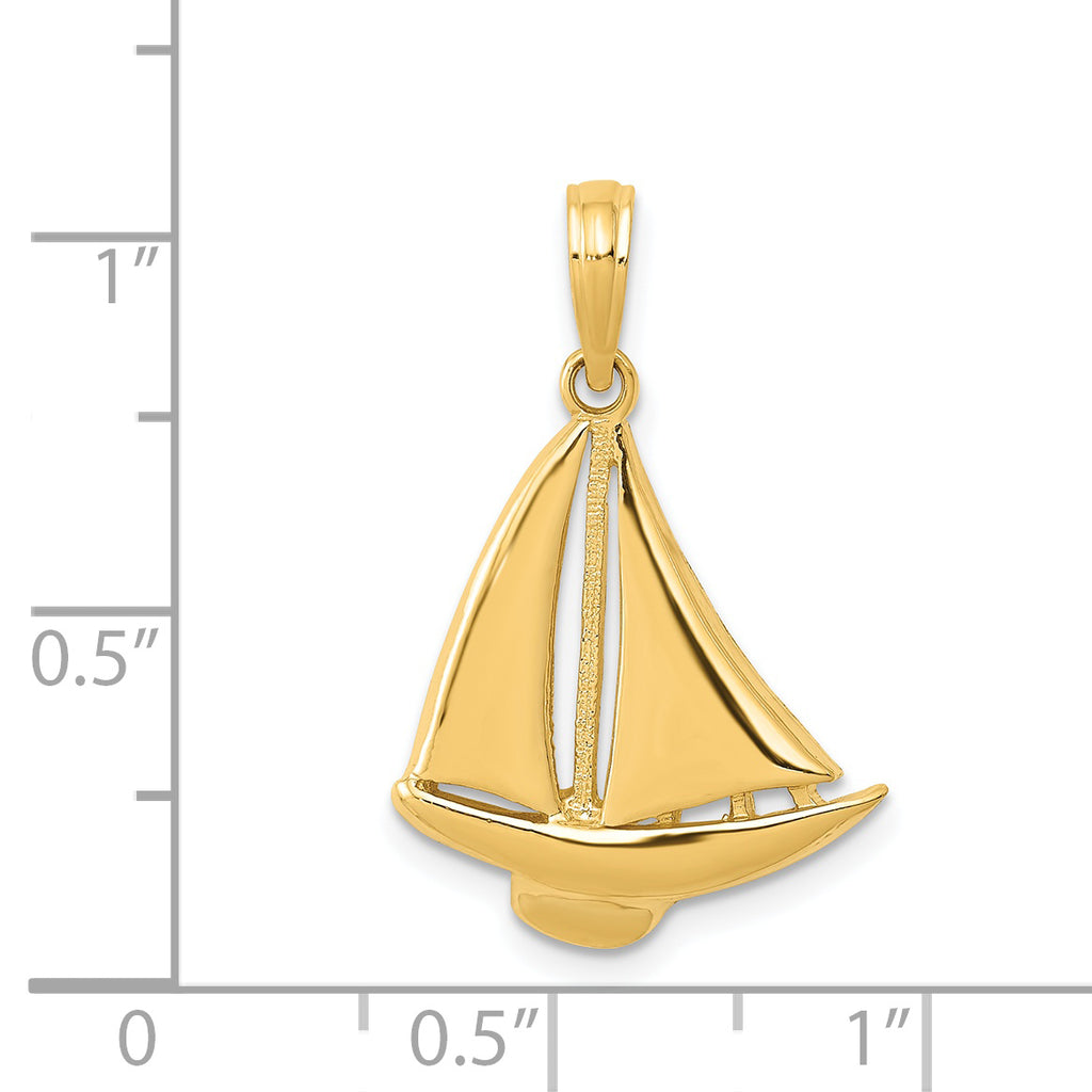 14K Gold Sailboat Pendant for Men  Solid Crafted, Nautical Charm