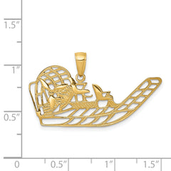 14K Gold Air Boat Pendant for Men  Elegant Solid Cast Design