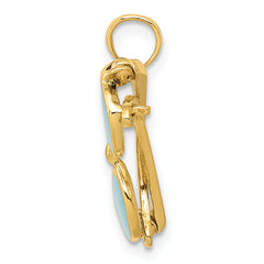14K Gold 3D Aqua Enameled Sunglasses Pendant  Unique Themed Charm