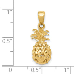 14K  3D Cut-out Pineapple Pendant