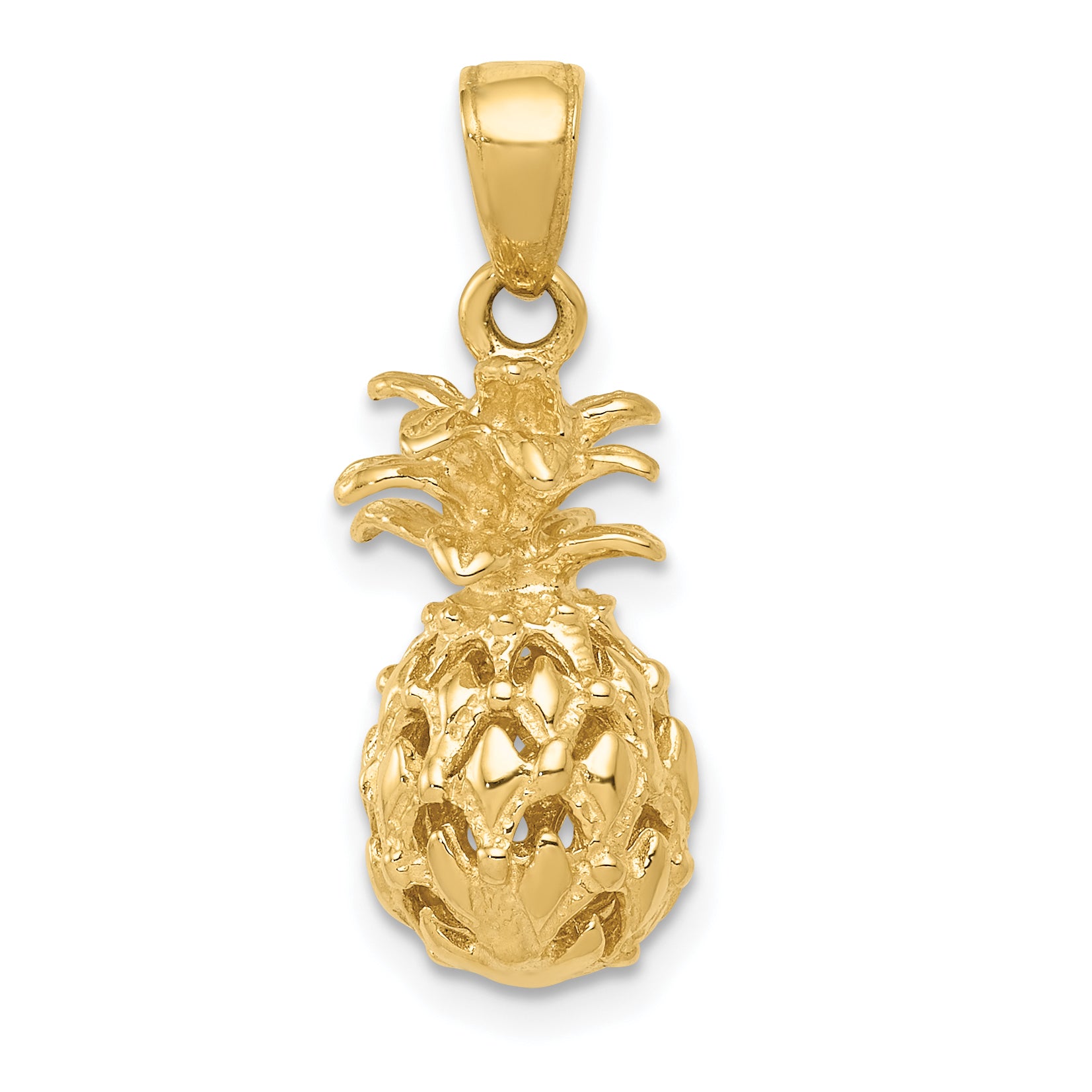 14K  3D Cut-out Pineapple Pendant Main image