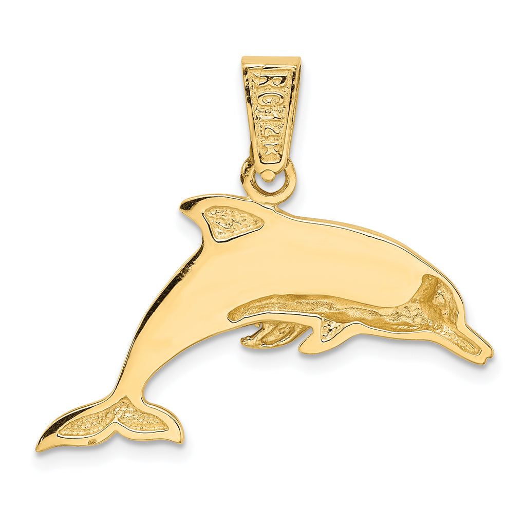 14K Gold Lab Created Opal Dolphin Pendant  Elegant and Unique