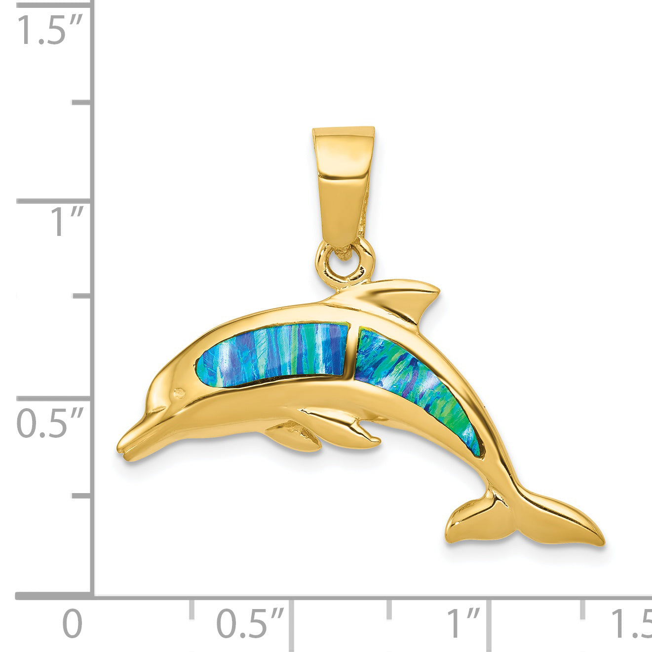 14K Gold Lab Created Opal Dolphin Pendant  Elegant and Unique