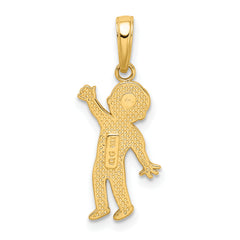 14K Gold Boy Pendant with Textured Back  Solid Cast Design