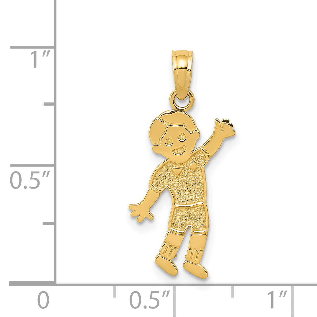 14K Gold Boy Pendant with Textured Back  Solid Cast Design