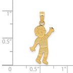 14K Gold Boy Pendant with Textured Back  Solid Cast Design
