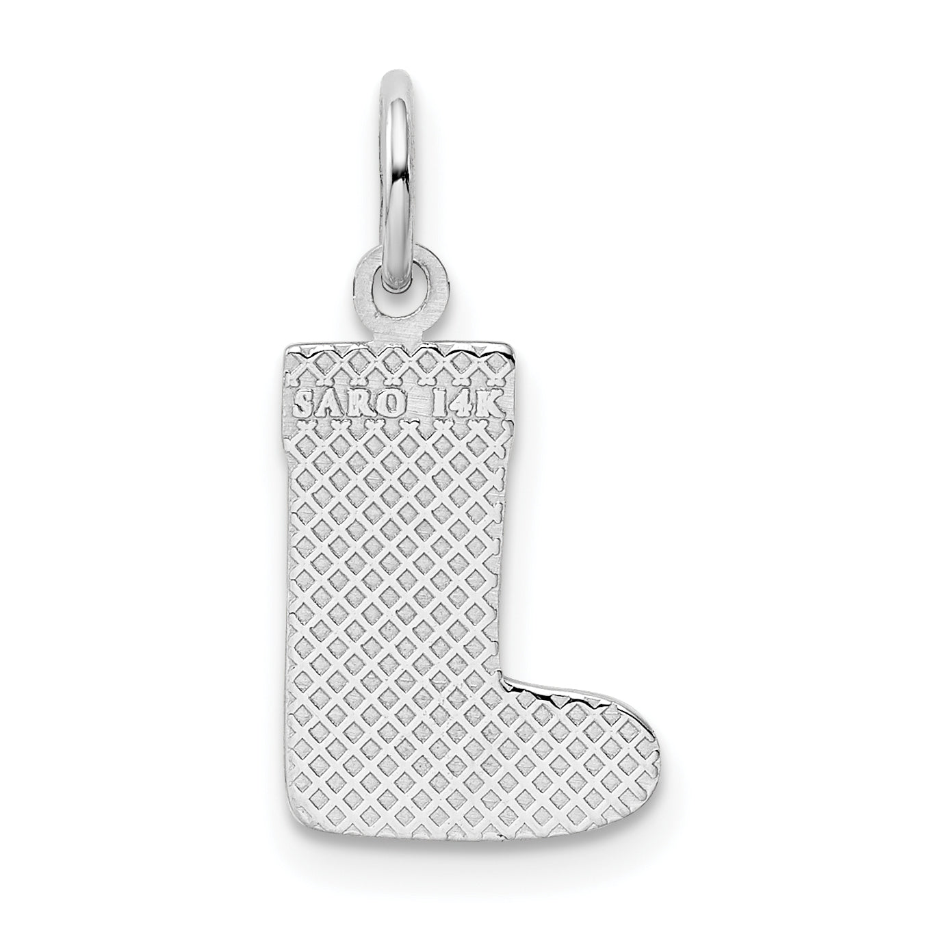 14K White Gold Christmas Stocking Charm with Rhodium Finish Festive & Elegant