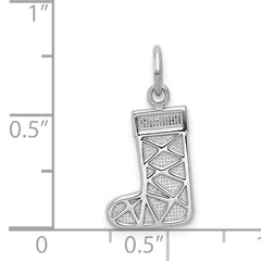 14K White Gold Christmas Stocking Charm with Rhodium Finish Festive & Elegant