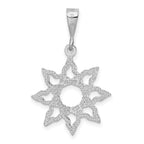 14K White Gold Sun Charm with Rhodium Plating, Polished Finish