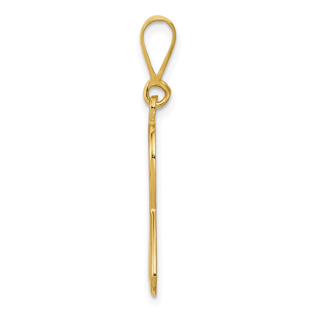 14K Gold Heart Pendant with Polished Finish and Textured Back