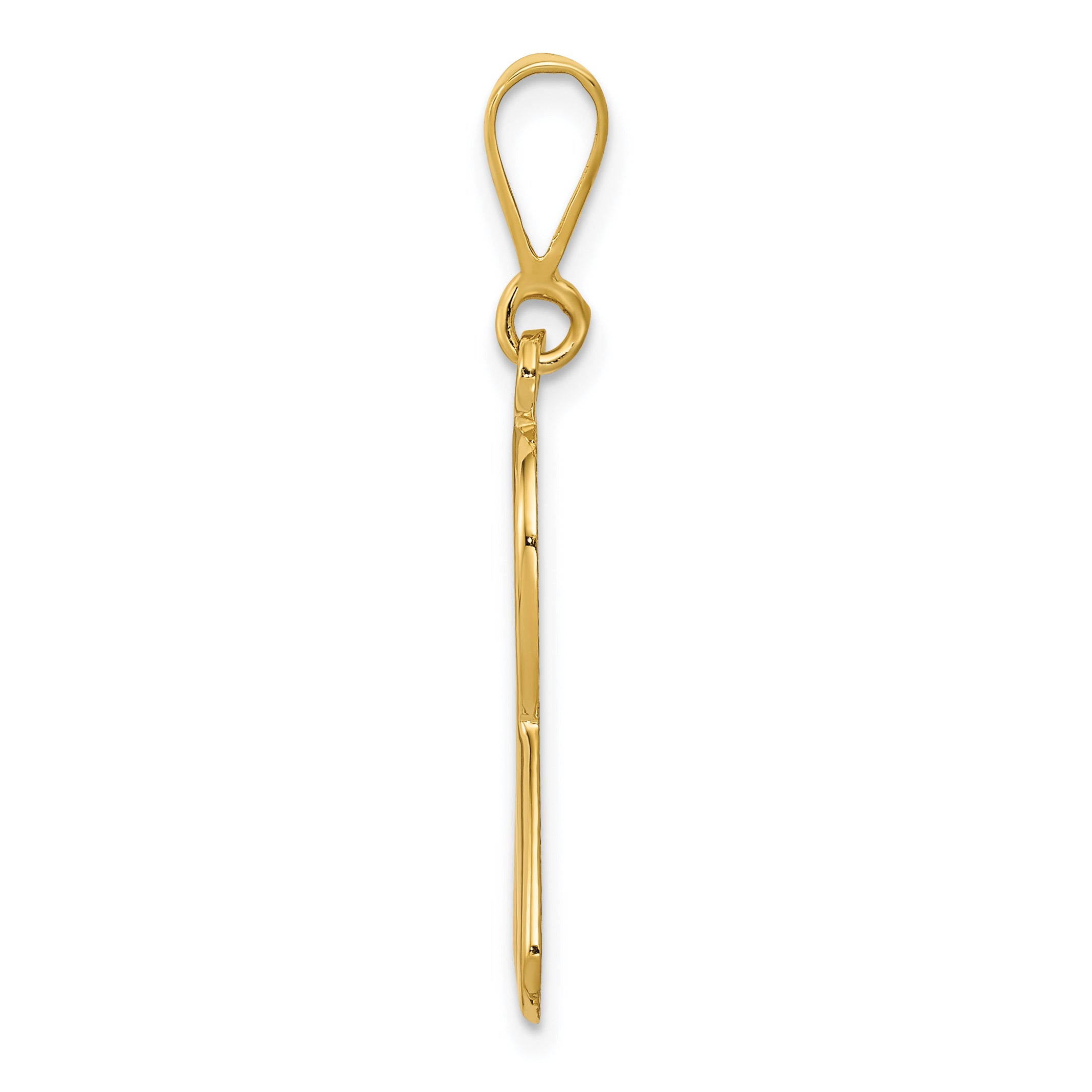 14K Gold Heart Pendant with Polished Finish and Textured Back