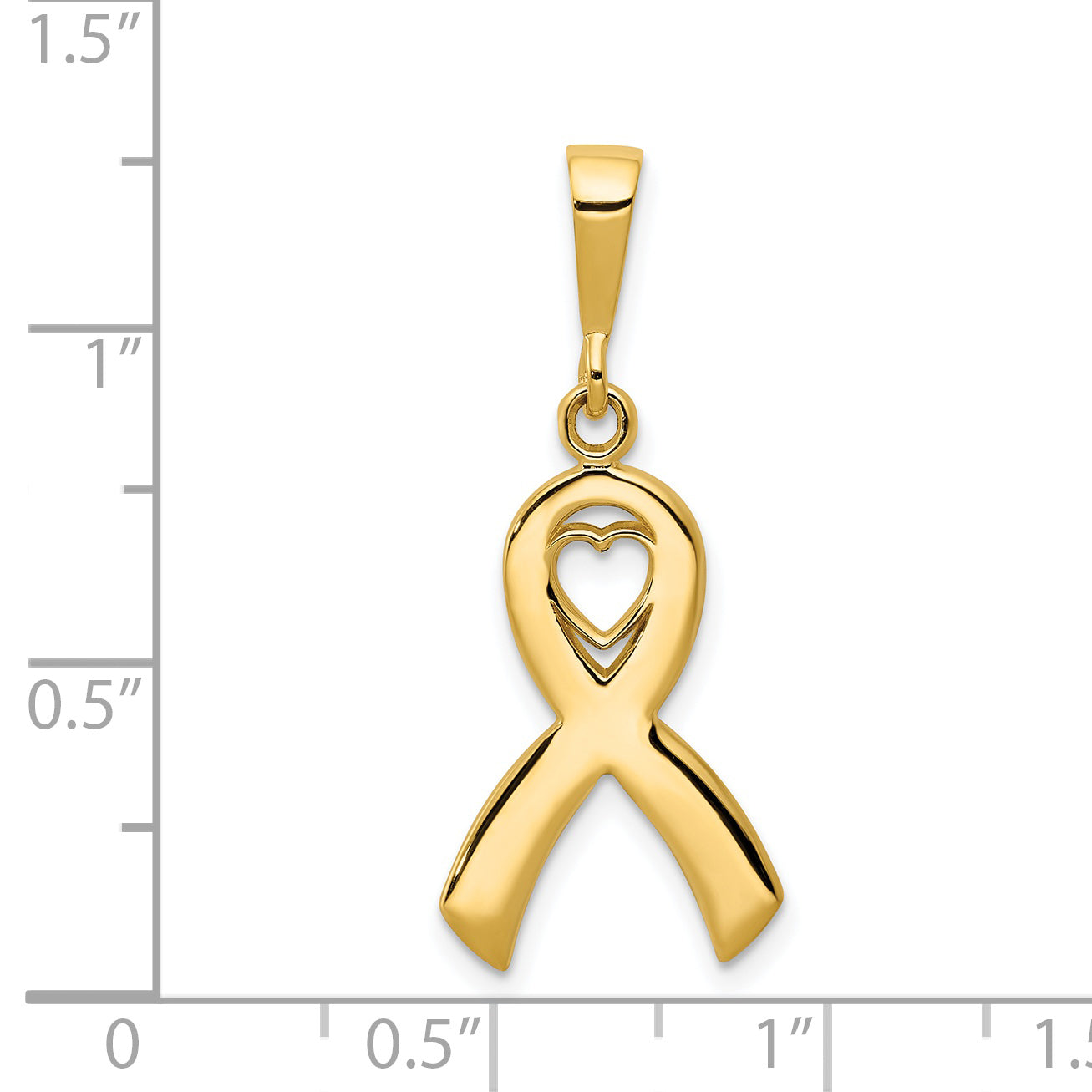 14K Gold Heart Pendant with Polished Finish and Textured Back